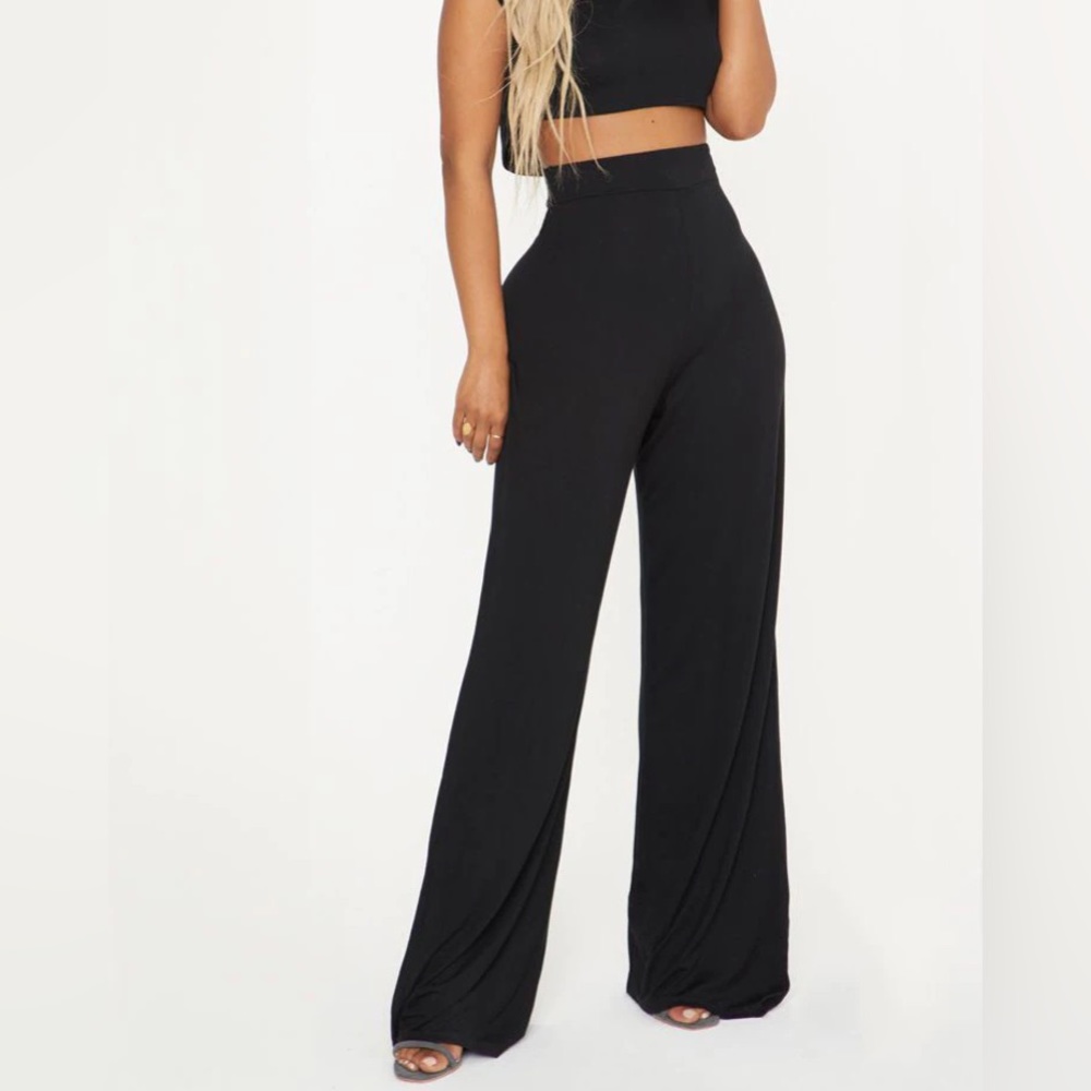 Nude wide leg trousers